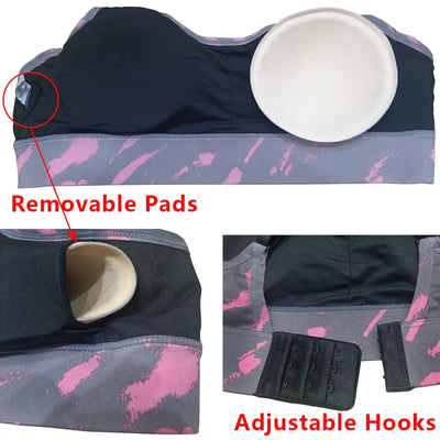 Women Breathable Sports Bras Absorb Sweat Shockproof Padded Gym Running Fitness Yoga Bra Underwear Filled Push Up Brassiere