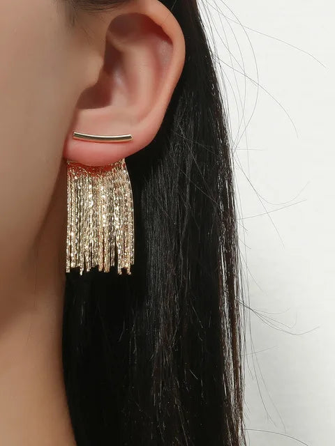 Fashion Statement Earrings Long Gold Color Statement Bling Tassel Earrings for Women Ms Wedding Daily Pendant Hot Jewelry Gift