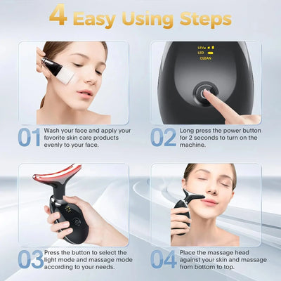 Neck massager face three lighting modes skin enhancement device LED beauty machine