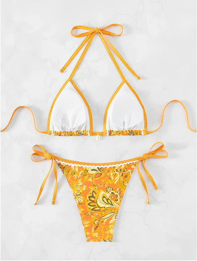 2025 Halter String Triangle Two Piece Bikini Women Swimwear Female Swimsuit Bathers Bathing Swimming Suit Beachwear Summer - Elanique