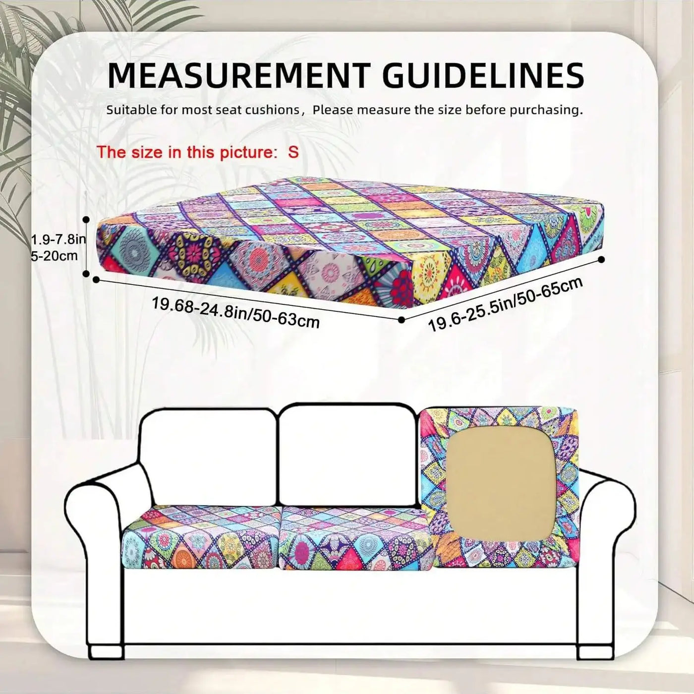Outdoor Tropical Print Sofa Cushion Covers - Non-Slip Furniture Protectors, Replacement for Individual Seat Cushions