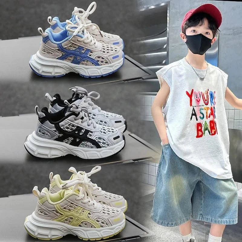 Children's sports shoes for boys and girls, new style for summer 2025, single mesh upper for breathability