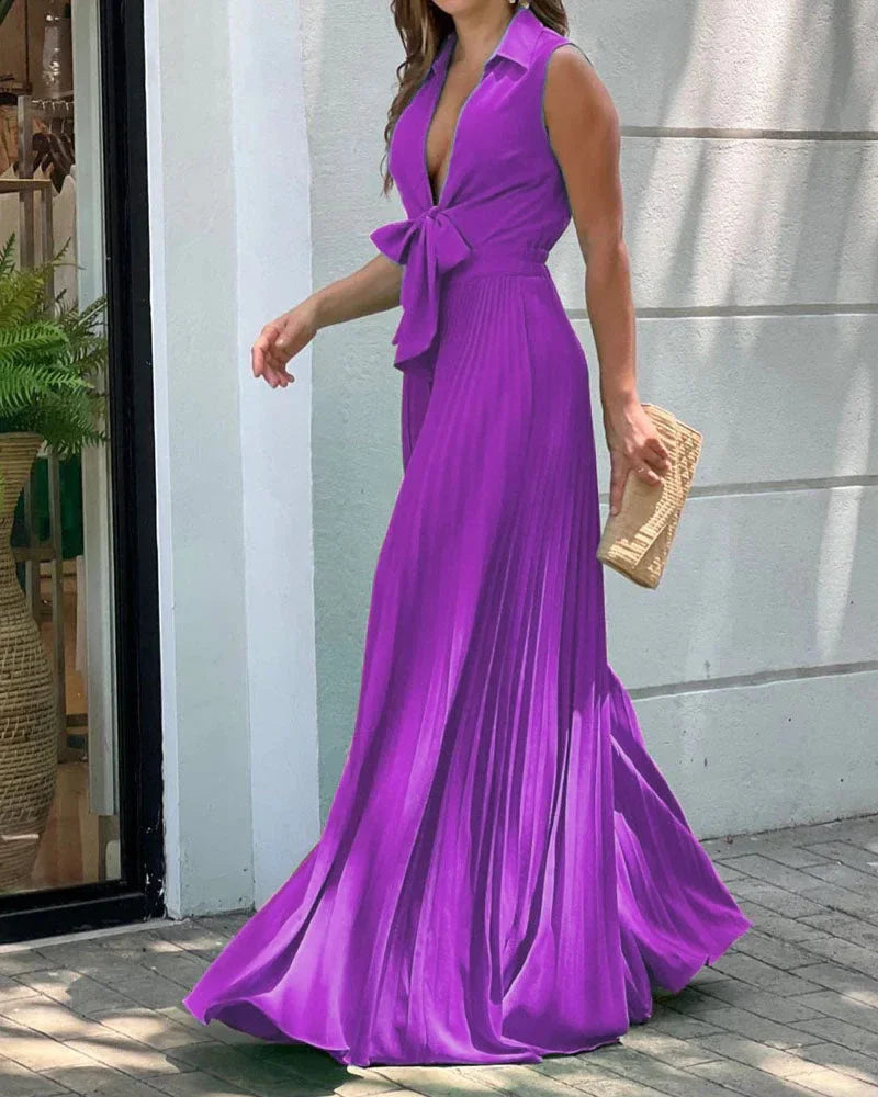 Women Jumpsuit Summer Fashion V Neck Sleeveless Lapel Floral Print Lace Up Loose Wide Legs Pants Romper High Streetwear