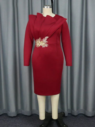 Customized Elegant Church Dresses for Women Party Bodycon Long Sleeves with Lace Appliques Sheath Classy Occasion African Weddin