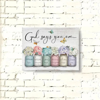 It reads "God Says you are a wall" in English, an artistic printed canvas painting - wall home decoration