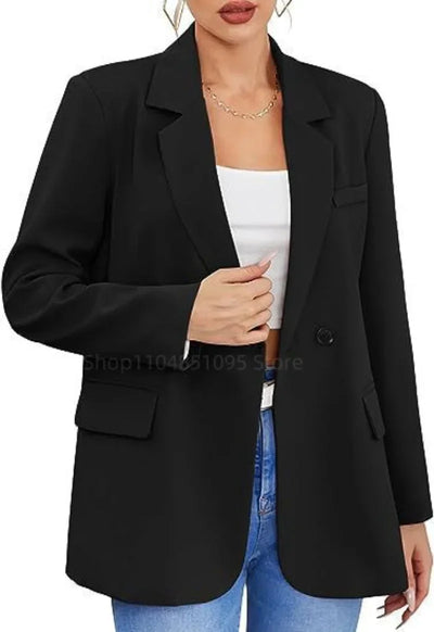 Women Suit Blazer Elegant Coat Spring Autumn Fashion Women Blazer Notch Lapel Double Breasted Jacket Solid Ladies Tops Clothes