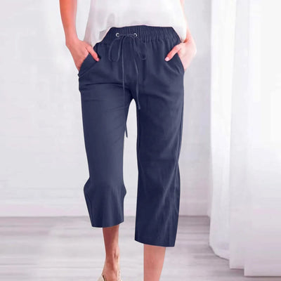 Women'S Pants Cotton Linen Harem Cropped Pants Women Drawstring Harem Pants Lady Pocket Trousers Loose Ropa Mujer Juvenil