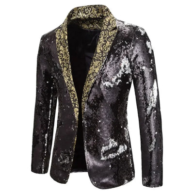 Men's Suit Shiny two-tone sequin shawl Collar suit Men's Wedding Groom Singer Dance Sequin Suit Jacket DJ Club Stage Men's suit