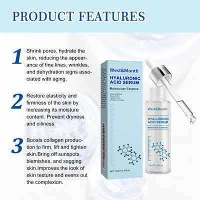 Hyaluronic Acid Facial Serum Fade Fine Line Wrinkle Shrink Pores Tightening Nourishing Deep Moisturizing Facial Skin Essence