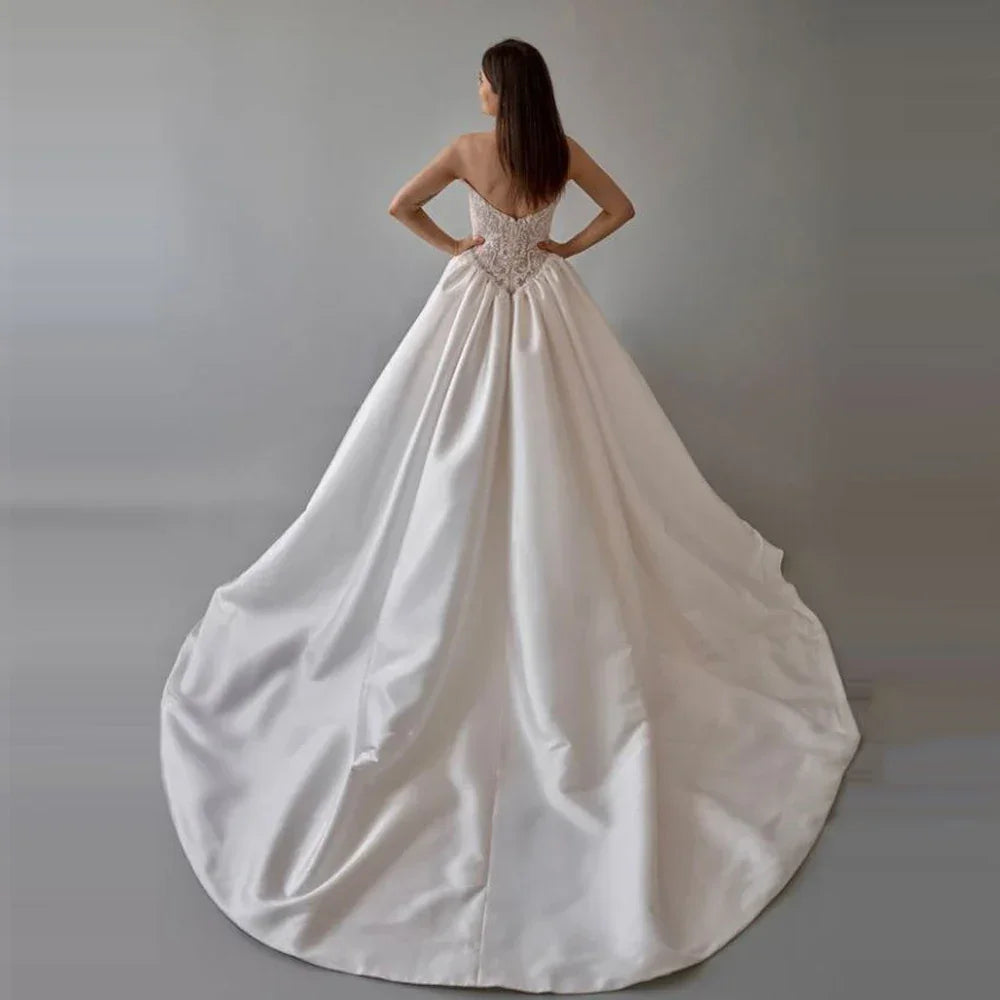 2025 Elegant Women Wedding Dresses Sexy Sleeveless A-Line Gowns Mopping Length Engagement Banquet Vestidos De Novias Customized - Elanique