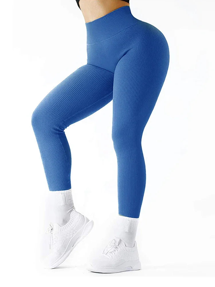 High Waisted Seamless Yoga Leggings, Ribbed Sportswear Tights, Fitness Apparel for Women, Gym and Casual Wear For Fall & Winter