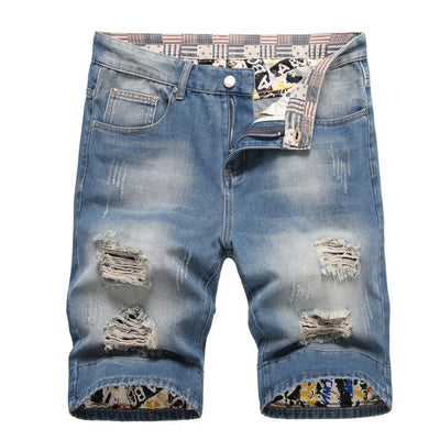 2023 Summer New Mens Ripped Short Jeans Brand Clothing Bermuda Cotton Shorts Men Thin Breathable Casual Denim Shorts