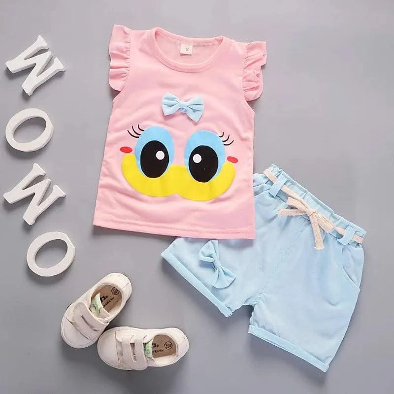 Children's Girls Clothes Summer New Baby Girl 1 2 3 4 Year Fashion Cute Vest Shorts 2Pcs/Sets Infant Outfits Kids Tracksuits