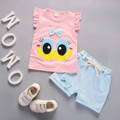 Children's Girls Clothes Summer New Baby Girl 1 2 3 4 Year Fashion Cute Vest Shorts 2Pcs/Sets Infant Outfits Kids Tracksuits