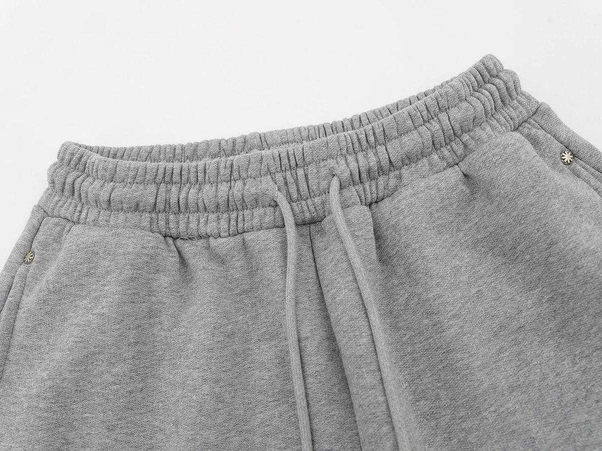 High Street Logo Embroidery Baggy Terry Sweatpants for Men and Women Joggers Loose Casual Sweat Pants Drawstring Trousers