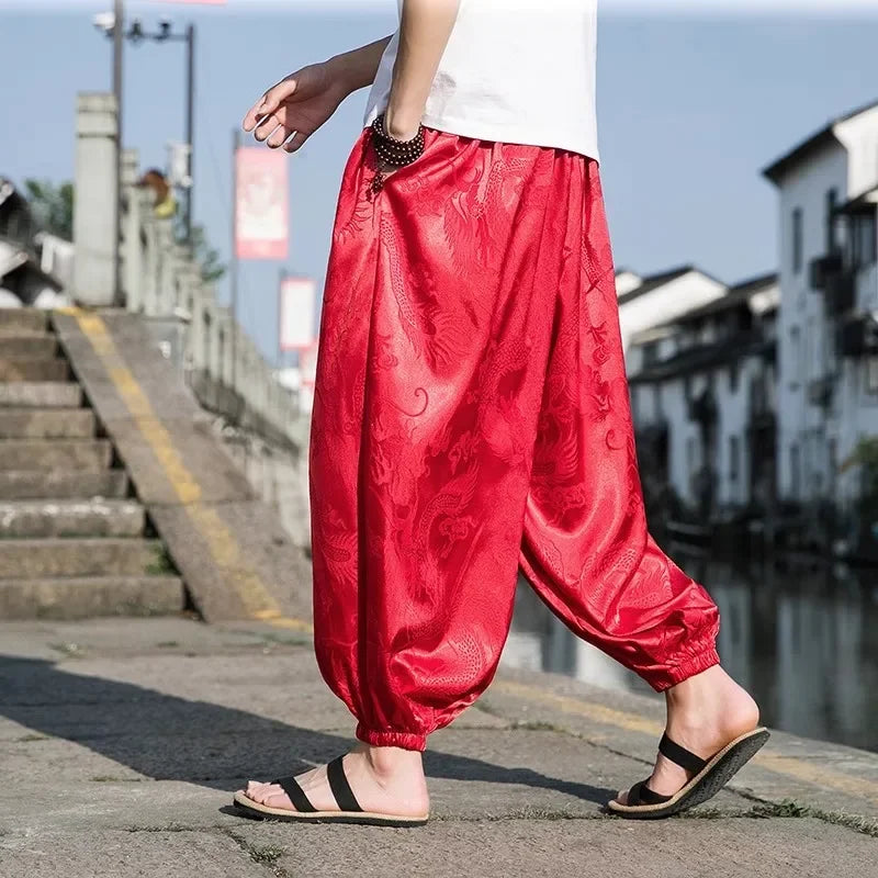 Summer Silk Hippie Gypsy Boho Baggy Pants Harem Pants for Men Women Yoga Pants Aladdin Trousers