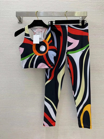 European Fashion Design Women's Two-piece Swimsuits Sexy Tight Fitting Vest Pants Swimwear Sports Yoga Suits Beach Casual Bikini