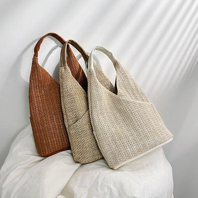 Fashion Straw Bag Designer Shoulder Bag Women Tote Summer Beach Vacation Bag Bohemian Shopping Pocket Crossover Sacos De Ombro