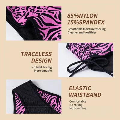 Period Swimsuit Bottom Swimming Women Bikini Bottom Women Solid Black Tie Side Leopard Panties Swimwear 2024New Period Underwear
