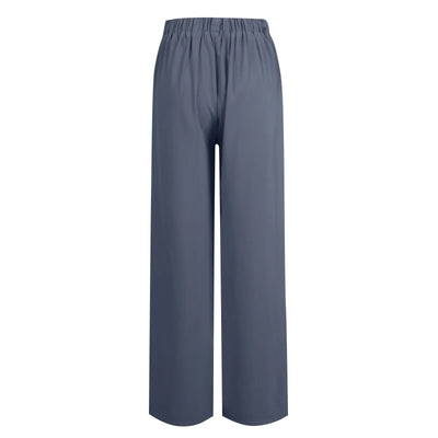 Wide Leg Pants Elastic High Waist Casual And Versatile Suit Pants For Female Simple Fashion Nine Length Trousers With Pockets