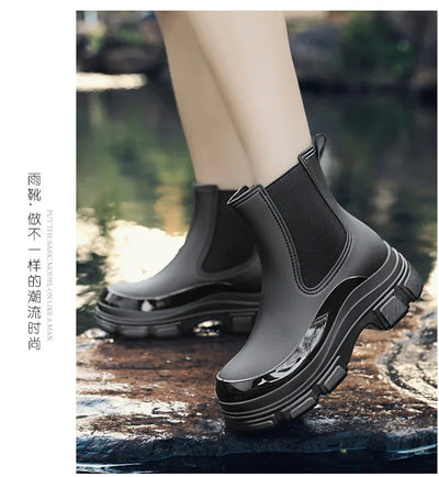 Women's Rain Boots with Flat Heels, Year-round Bestseller Are Casual Waterproof and Anti-slip High-quality EVA Outdoor Boots
