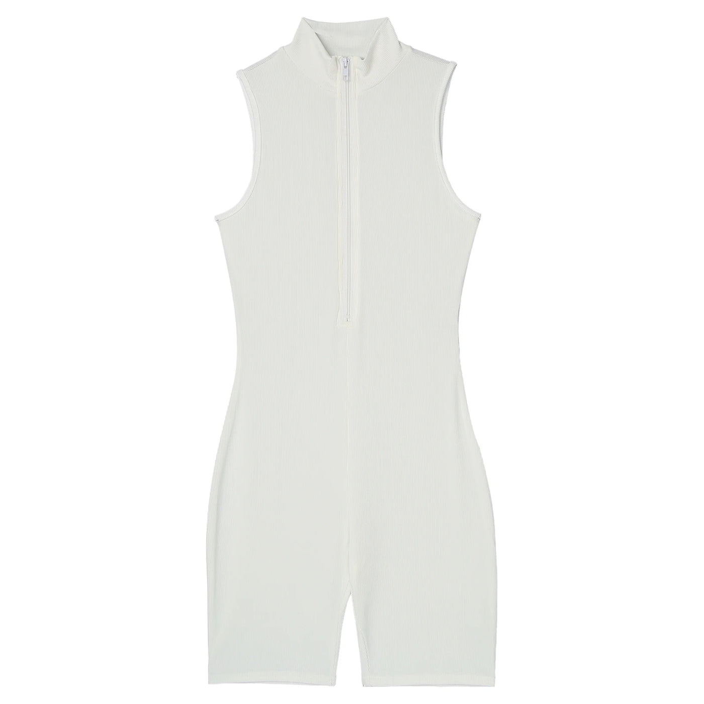 Womens Athletic Tank Bodysuit Sleeveless Front Half Zip Shorts Jumpsuit Leotard Gym Yoga Workout Cycling Sportswear Swimsuit
