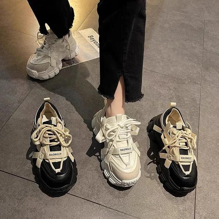 Sports Woman Footwear High on Platform Sneakers Lace Up Athletic Shoes for Women Quality Vulcanized Shoe Designer Luxury Light A