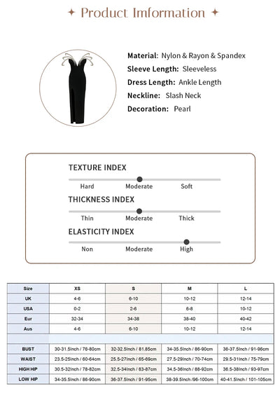 Women's Elegant Black Off-Shoulder Evening Dresses with Pearl Embellishment and High Slit for Formal Events & Weddings Vestidos