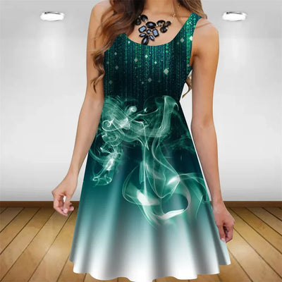 2023 Women Summer Dresses Casual Sleeveless Fashion Loose Sexy Party Mini Dress Gradient Print Dress Oversized Sundress Vestidos