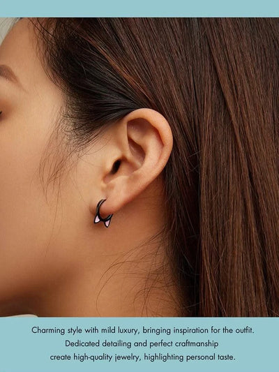 WOSTU Real 925 Sterling Silver Cat Ear Hoop Earrings For Women Lovely Pink Cute Pet Paw Studs Clips Girl Unique Jewelry Gift