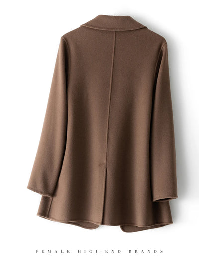 2023 New Women's Coat Pure Wool Plaids and Tweedst Fashion Camel Women's Coat Elegant Trench Coat