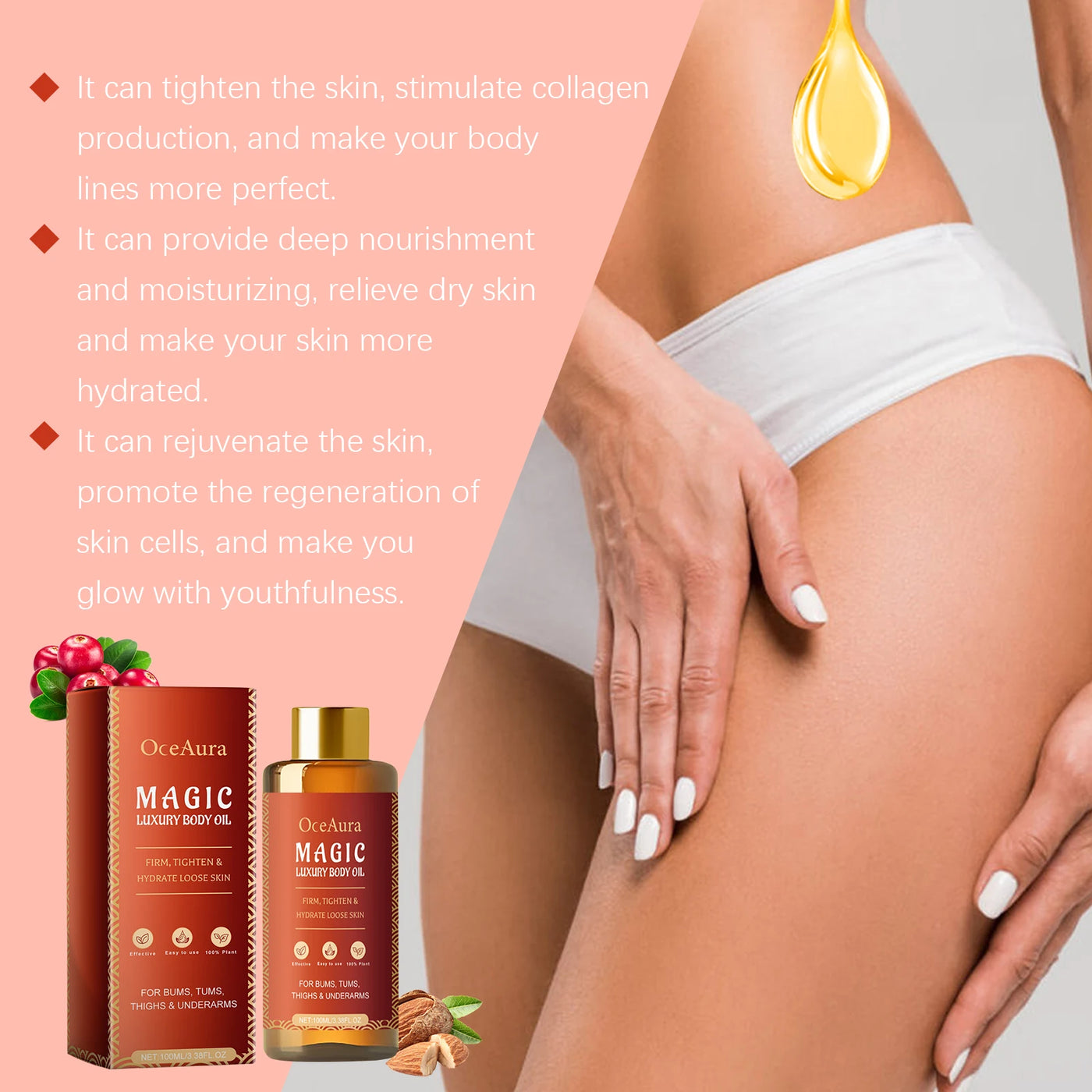 Body Firming Oil Sooth Dry Rough Repair Damaged Skin Hydrating Lighten Fine Line Shrink Pores Skin Care Serum Muscle Massage Oil