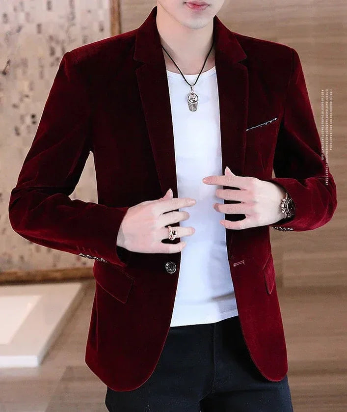 Business Male Blazer Short Coat Men's Suit Jackets Cropped Dress Blue Clothing New in Casual Fashion 2024 High Quality Original