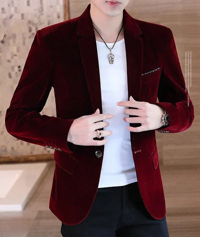 Business Male Blazer Short Coat Men's Suit Jackets Cropped Dress Blue Clothing New in Casual Fashion 2024 High Quality Original
