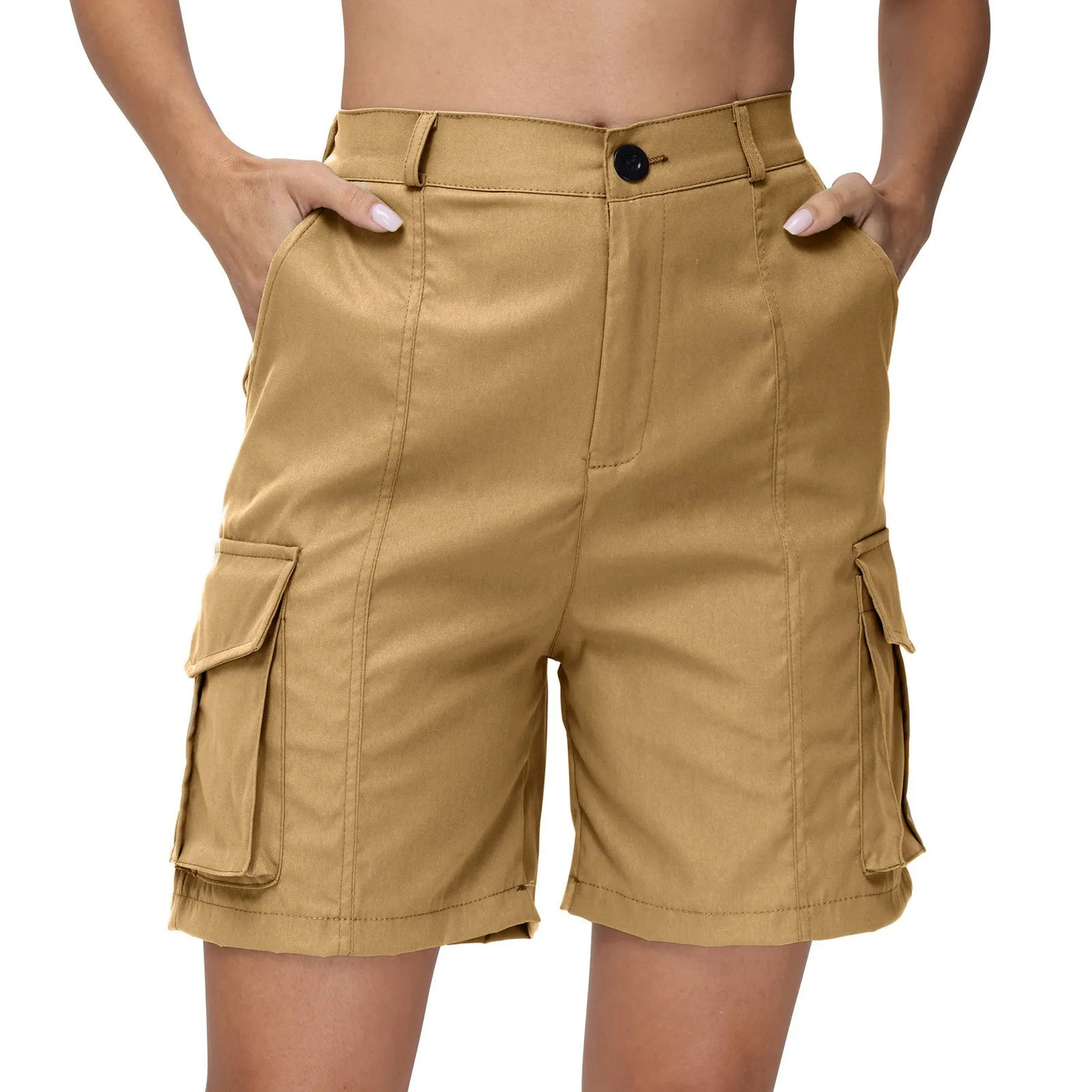 Multi-pocket Cargo Shorts For Women Summer Casual Shorts Knee Length short pants High Waist Sports Shorts Outdoor Hiking Shorts