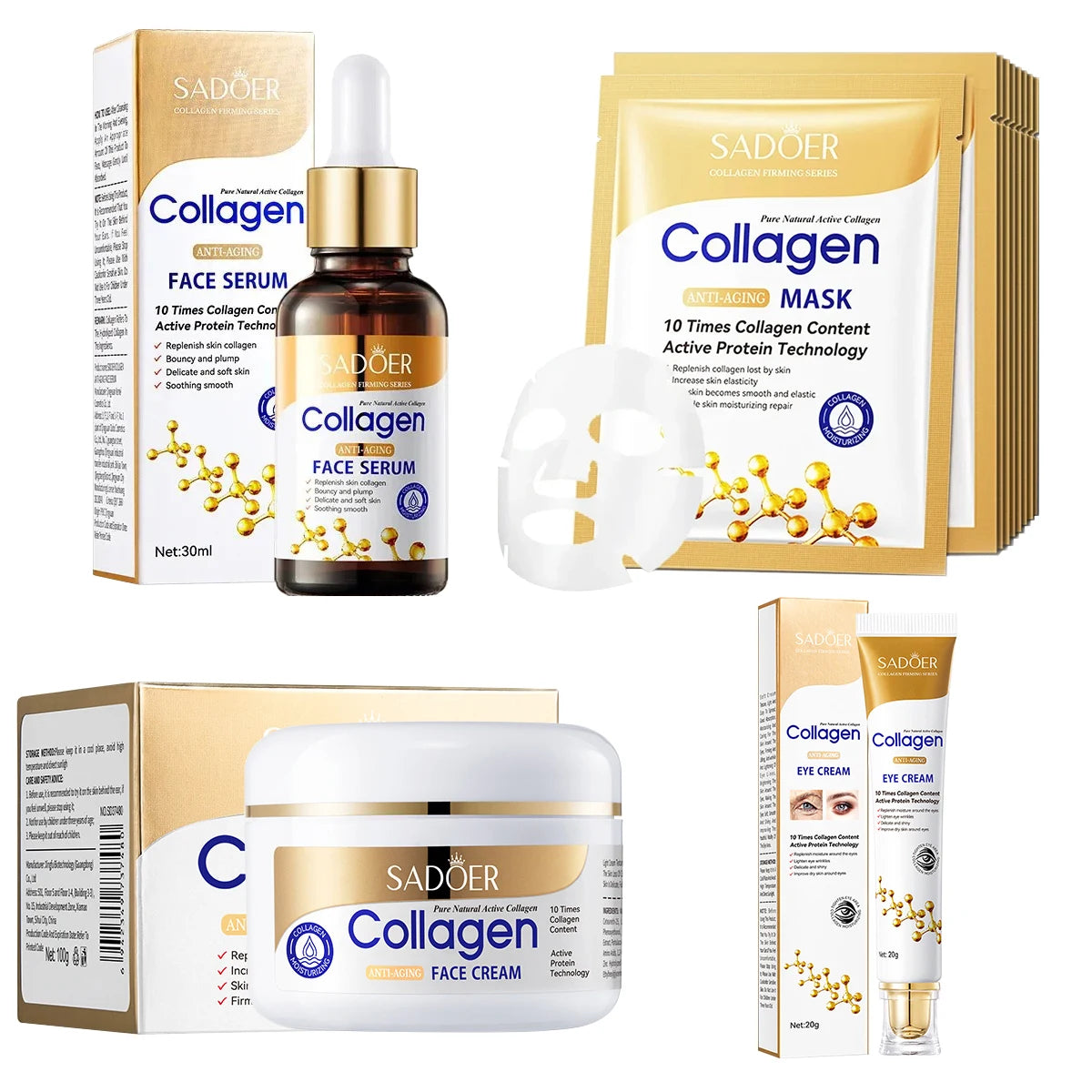 SADOER Collagen Skin Care Serie Collagen Facial Mask Moisturizing Anti-aging Repair Brightening Skin Facial Mask Facial Skincare