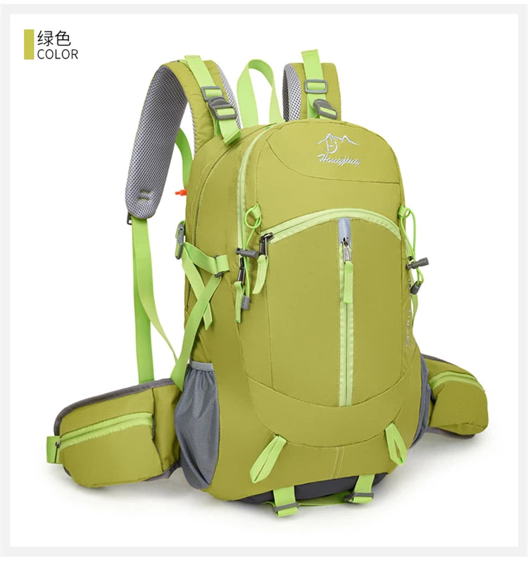 Fashionable and Wear-Resistant Outdoor Travel Backpack, Black and Red Contrasting Color Large-Capacity Mountaineering Bag with Waterproof Cover