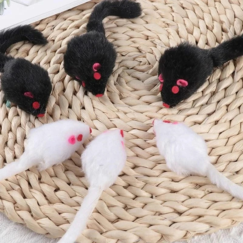 Rattle Mouse Toy for Pet Soft Plush Play Catch Kitten Interactive Mice for Indoor Cats White / Dropshipping