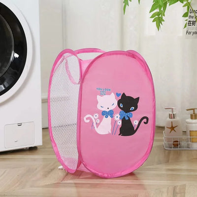 Home essential  Dirty Clothes Folding Storage Basket Household Childrens Toy Storage Box Open Mesh Sorting Basket
