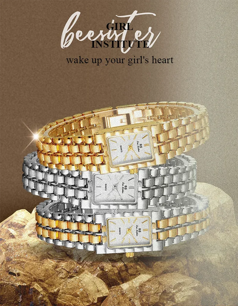 Luxury Ladies' Watch Retro Elegant Gold Silver Small Square Watch High Quality Watchchain Gift Watches For Women