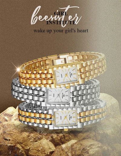 Luxury Ladies' Watch Retro Elegant Gold Silver Small Square Watch High Quality Watchchain Gift Watches For Women