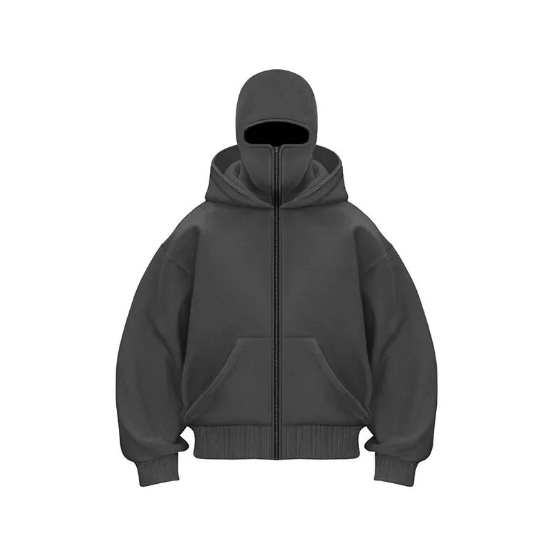 "2025 Men's Designer Clothing: Double-zipper hoodie, autumn and winter masked hip-hop Sweatshirt, Fitness and casual Hoodie.