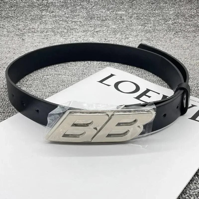 Men's Belt Wide Letter Casual Temperament Belt |Retro European and American Fashion Belt