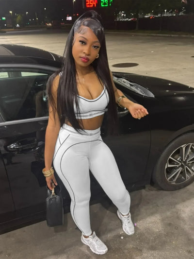 Women Activewear Summer Fitness Gym Yoga Sets Two Piece Set Bra Crop Top And High Waist Leggings Sportswear Training Workout Set