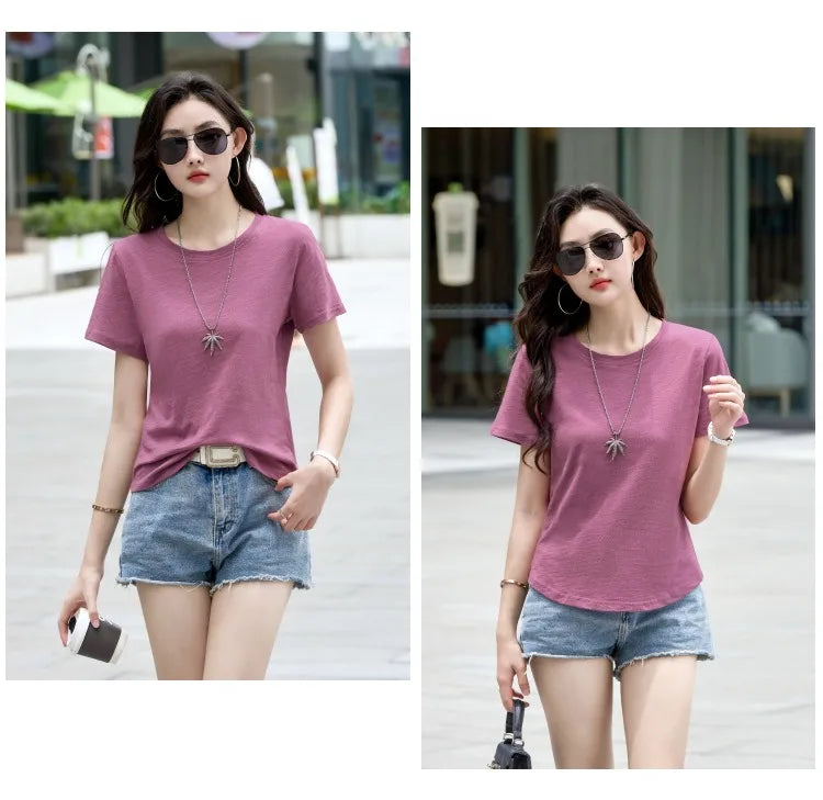 Oversized Summer T shirts for Women Casual Female Korean Streetwear Tees Unisex Basic Solid Young Cool Tops