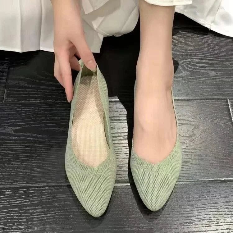 Women's Ballet Casual Shoes Slip-on Flats Knitting Ballerina Pointe Shoes