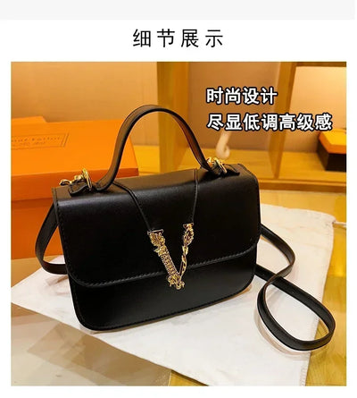 Designer 2025 Women's Luxury Solid Color Leather Handbag Fashion Crossbody Shoulder Purse Elegant Tote Handbag