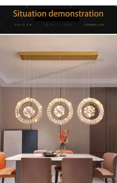 Modern Home DecorLED Lights Crystal Pendant Lamps Room Chandeliers Dining Table Pendant Lights Indoor Lighting Dimmable Light