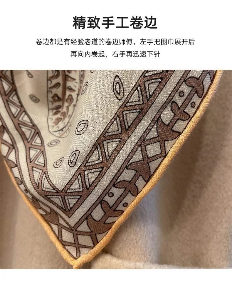 women's autumn and winter silk and wool dual purpose high-end scarves  large