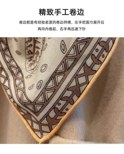 women's autumn and winter silk and wool dual purpose high-end scarves  large